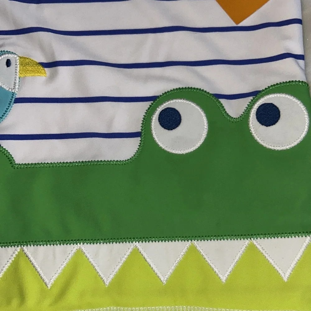 Gymboree Kids Crocodile &‎ Bird Short Sleeve Striped Rash Guard Top Sz 5T 50+UPF